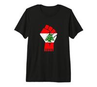 Libano Resistere Pugno Bandiera Libanese Rivoluzione Prova Marzo Maglietta Premium