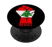 Libano Resistere Pugno Bandiera Libanese Rivoluzione Prova Marzo PopSockets PopGrip Adesivo