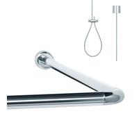 Libaro Bastone Tenda Doccia Angolare Universale a L e U - Asta per Doccia e Vasca in Alluminio Antiruggine - Inclusa Sospensione da Soffitto (1,50 m) Regolabile