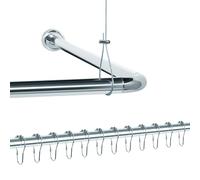 Libaro Bastone Tenda Doccia Angolare Universale Set Completo a L e U - Asta in Alluminio per Doccia e Vasca con Supporto da Soffitto e 12 Anelli per Tenda