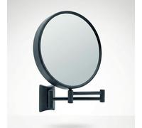 Libaro Imola Specchio Ingranditore da Parete - Specchio Trucco Girevole a 360° - Specchietto Bifacciale per Rasatura con Ingrandimento - Braccio Estensibile in Metallo, Ø 19 cm (Nero 3x / 7x)