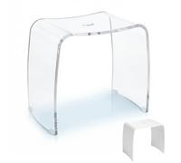 Libaro Meran XL Sgabello da Bagno - Sgabello per Doccia in Acrilico Trasparente con Seduta Extra Larga, Maniglia e Piedini Antiscivolo (Portata 180 kg)