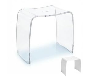 Libaro Meran XL Sgabello da Bagno - Sgabello per Doccia in Acrilico Trasparente con Seduta Extra Larga, Maniglia e Piedini Antiscivolo (Portata 180 kg)