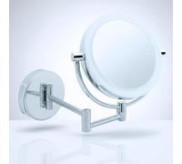 Libaro Modena Specchio Ingranditore da Parete a LED - Specchio Trucco Girevole a 360° con Dimmer, Luce Naturale e Ingrandimento per Make-up e Rasatura (5x / 10x USB/batteria)