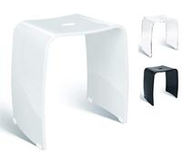 Libaro - Sgabello da bagno MERANO in acrilico adatto alla doccia, con maniglia, design senza tempo, antiscivolo con piedini in gomma (bianco)