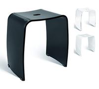 Libaro - Sgabello da bagno MERSNO in acrilico adatto alla doccia, con maniglia, design senza tempo, antiscivolo con piedini in gomma (nero)