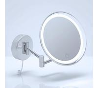 Libaro Siena Specchio Ingranditore da Parete a LED - Ingrandimento 7x con Dimmer e Auto-Off - Specchio Trucco Illuminato Estensibile in Metallo Cromato, Cavo Bianco