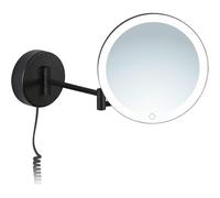 Libaro Specchio cosmetico a LED, con ingrandimento 7x, montaggio a parete, funzione dimmer, con cavo (Nero)