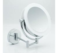 Libaro Tokio Specchio Trucco Ingranditore XXL da Parete a LED - Ingrandimento 5x/10x con Dimmer e Auto-Off - Braccio Estensibile Ø 18,5 cm - Alimentazione a Batteria o Cavo USB