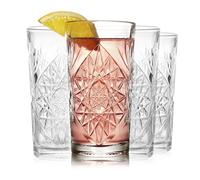 Libbey Hobstar - Set di 4 bicchieri da cocktail in vetro tagliato, con texture Hi-Ball, 470 ml, per bevande soda, bevande miste