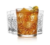 Libbey Hobstar - Set di 4 bicchieri da whisky in vetro trasparente, resistenti, vintage, per cocktail, bevande e molto altro ancora