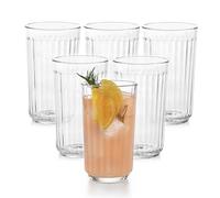 Libbey Set di 6 bicchieri highball a pannelli, 500 ml, set di bicchieri da whisky a coste sottili, lavabili in lavastoviglie, bicchieri highball per succhi di frutta, tè freddo