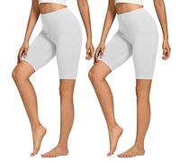 Libella 2er Pack Pantaloncini da Ciclismo Pantaloncini Corti da Donna in Cotone Pantaloncini a Vita Alta opachi Pantaloncini Sportivi Estivi Bianco 4165 2XL