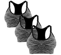 Libella Set a 3 Pezzi Donne Reggisegno Push Up Bustier Sostegno Forte Imbottito Senza Cinturino Fitness Top di Sport 3714 Nero L/XL