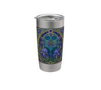 Libellula Art Nouveau Iris Bloom Bicchiere termico in acciaio inox doppia parete