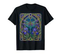 Libellula Art Nouveau Iris Bloom Maglietta