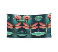 Libellula con stampa di ninfee per interni ed esterni, riutilizzabile, facile da appendere, festivo decorazione per feste