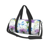 Libellula del fiore blu dell'acquerello, Borsone da viaggio di grande capacità Borsa rotonda Borsa da viaggio sportiva Borsa da viaggio Borsa da fitness