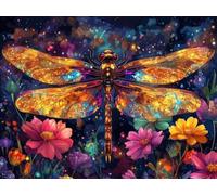 Libellula Diamond Painting Adulti, 5D Diamond Painting Fiori Diamantini Crystal Art DIY Mosaico Strass Pittura a Diamante, Ricamo a Punto Croce Painting per Decorazioni Parete 130x100 cm -lsy2501064