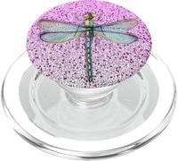 Libellula in blu e lilla su sfondo rosa - PopSockets PopGrip per MagSafe