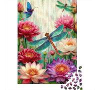 Libellula Ninfea Puzzle 1000 Pezzi Puzzle per Adulti Fiori Vivaci Relax Arredo Regalo 38x26cm/1000pcs