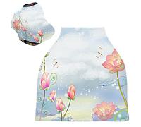 Libellula Rosa Art Passeggino Tettoia Copri Seggiolino Copertura Infermieristica Auto per Bambini per L'Allattamento Al Seno Morbido Traspirante Elastica Tettuccio