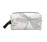 Libellula Shabby Chic Rose Vintage Floreale Vecchio Indossato Grande Capacità Organizzatore Cosmetico, Borsa da Viaggio per Trucco da Donna