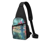Libellula Sul Fiore Casual Una Spalla Cross Body Borsa Del Petto Del Raccoglitore Del Telefono Sacchetto Del Telefono Degli Uomini Cross Body, Nero , Taglia unica