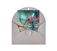 Libellula sul fiore stampa verticale carta bianca auguri di ringraziamento per te (Thinking of You biglietto di compleanno)