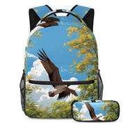 Libera la tua creatività, set di 2 zaini per la scuola con astuccio, ideale per studenti in viaggio, simpatiche oche selvatiche, Multicolore, B:29.4x20x40cm P:19x7.5x3.8cm, Zaini Daypack