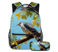 Libera la tua creatività, zaino con astuccio, set da 2 pezzi, essenziale per ragazzi, ragazze, adolescenti e studenti, simpatico cucù, Multicolore, B:29.4x20x40cm P:19x7.5x3.8cm, Zaino daypack