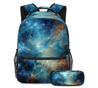 Libera la tua creatività, zaino con astuccio, set di zaini per la scuola tutto in uno per ragazzi ragazze adolescenti, blu galassia, Multicolore, B:29.4x20x40cm P:19x7.5x3.8cm, Zaino daypack