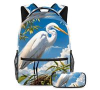 Libera la tua creatività, zaino con astuccio, set di zaini per la scuola tutto in uno per ragazzi ragazze adolescenti, grazioso bianco, Multicolore, B:29.4x20x40cm P:19x7.5x3.8cm, Zaino daypack