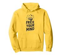 Libera la Tua Mente Cervello Uccelli Inspirational Felpa con Cappuccio, Unisex per Adulti, Limone, S