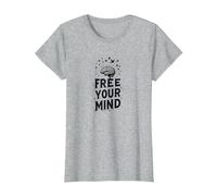 Libera la Tua Mente Cervello Uccelli Inspirational Maglietta, Donna, Grigio Melange, M