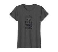 Libera la Tua Mente Cervello Uccelli Inspirational Maglietta, Donna, Grigio Scuro, S
