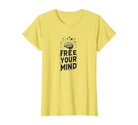 Libera la Tua Mente Cervello Uccelli Inspirational Maglietta, Donna, Limone, XS