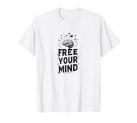 Libera la Tua Mente Cervello Uccelli Inspirational Maglietta, Uomo, Bianco, 4XL