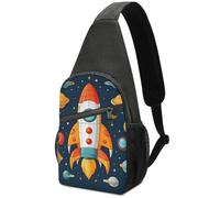Libero Borsello A Tracolla Rocket Clipart Space Ship Borse Petto Multifunzionale,Sportivo Borsa Tattica Sul Petto Militare per Ciclismo Trekking Viaggio