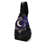 Libero Borsello A Tracolla Sacred Geometric Symbol Purple Space Galaxy Stars Mystic Sun Moon Borsa Sul Petto Moda,Causal Borsa Petto per Viaggio Trekking Donna