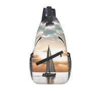Libero Borsello A Tracolla Sailing Boat on the Sea Borsa Sul Petto Moda,Pratica Borsa Crossbody per Moto Palestra Alpinismo