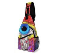 Libero Borsello A Tracolla Trippy Eye Magic Mushrooms Borsa A Tracolla Tattica Moda,Antifurto Borsa A Petto per Palestra Outdoors Moto