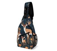 Libero Borsello A Tracolla Wild Animals Deer Rabbit Magic Mushrooms Tracolla Borse Multifunzionale,Pratica Borsa A Spalla Uomo per Alpinismo Ciclismo Trekking