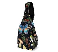 Libero Borsello Uomo Goth Moon Frogs Moth Butterfly Magical Mushroom Leaves Borsa Sul Petto Moda,Pratica Borsa A Spalla Uomo per Outdoors Viaggio Uso Quotidiano