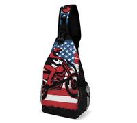 Libero Borsello Uomo Motorcycle American Flag Motocross Dirt Bike Borse Petto Unisex,Moda Petto Borsa per Campeggio Uso Quotidiano Trekking