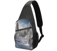 Libero Borsello Uomo Snow Covered Pine Trees Tracolla Borse Multifunzionale,Sportivo Borsa Crossbody per Moto Uomo Outdoors