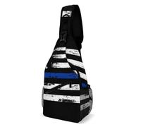 Libero Borsello Uomo Thin Blue Line Retro Vintage American Flag Black Borsa A Tracolla Tattica Sportivo,Antifurto Tattico Borsetta per Trekking Campeggio Uomo