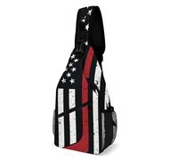 Libero Borsello Uomo Thin Red Line American Hockey Flag Black Tracolla Borse Unisex,Antifurto Petto Borsa per Moto Ciclismo Palestra