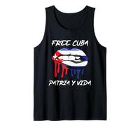 Libero Cuba Patria Y Vida Bandiera Cubana E Labbra Cuba Libre Canotta
