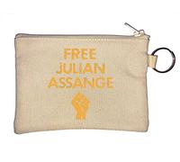 Libero Julian Assange Orange Fist Logo Portachiavi Portamonete Beige